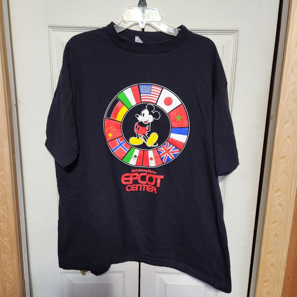 Disney Black Epcot Center Tee with Mickey and Flags - Picture 3 of 9